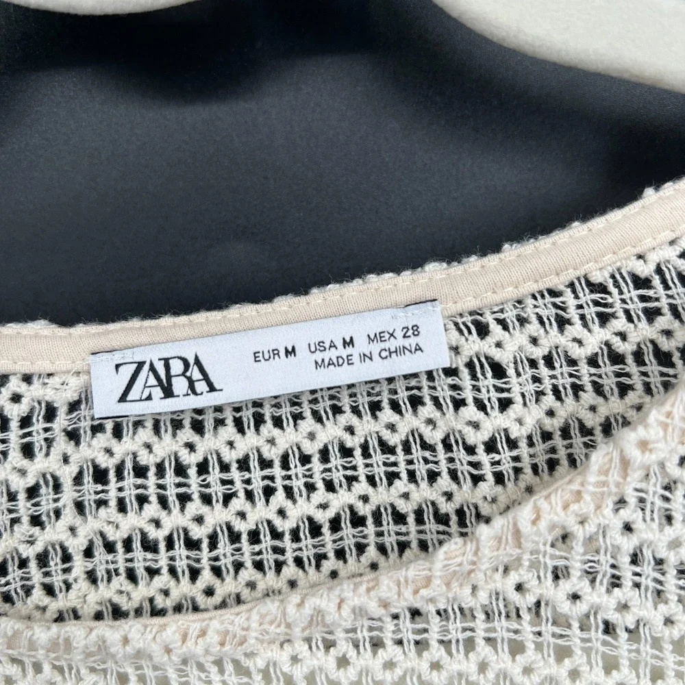 Zara crochet white top fairycore boho cottagecore festival summer y2k grunge M